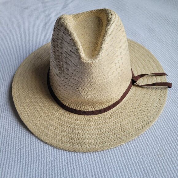 BRIXTON Women's Natural Valley Sun Hat One Size Fedora Straw Packable - Picture 1 of 8